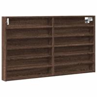 Vitrinekast 100x8,5x58 cm bewerkt hout bruin eikenkleurig - thumbnail