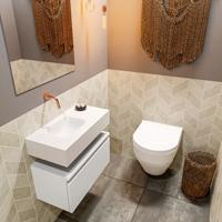 Mondiaz Andor toiletmeubel 60cm mat wit met witte wastafel links zonder kraangat - thumbnail