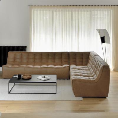 Ethnicraft Modulaire Bank 'N701' Leder, 3-zits, kleur Old Saddle