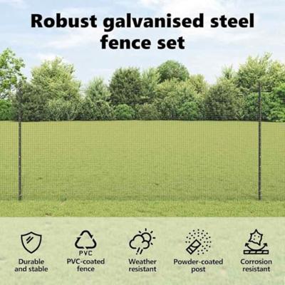 VidaXL Hek met paal grijs 1,2 x 25 m staal en pvc VidaXL Hek met paal grijs 1,2 x 25 m staal en pvc