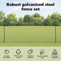 VidaXL Hek met paal grijs 1,2 x 25 m staal en pvc - thumbnail