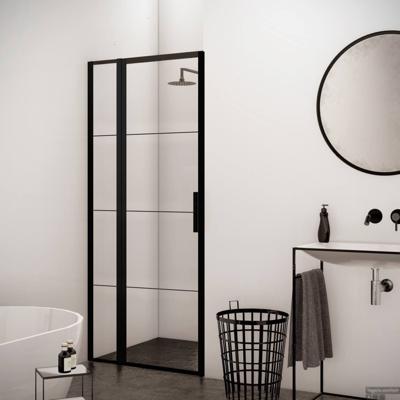 AQS Nisdeur Frame met Vast Paneel 140x200 cm 8 mm NANO Glas Mat Zwart Raster Aqua Splash AQS Nisdeur Frame met Vast Paneel 140x200 cm 8 mm NANO Glas Mat Zwart Raster Aqua Splash