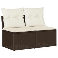 2-delige Loungeset met kussens poly rattan acacia bruin - thumbnail