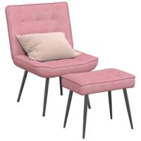 Relaxstoel met voetenbank fluweel roze - thumbnail