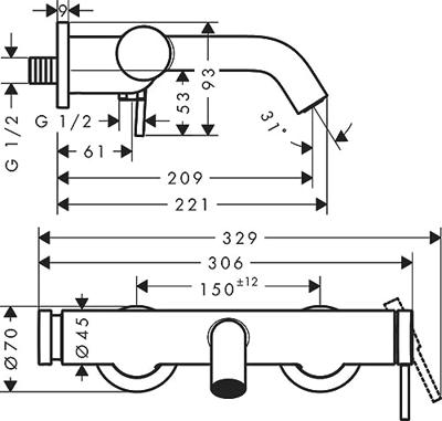 Hansgrohe Tecturis badkraan opbouw matzwart 73422670