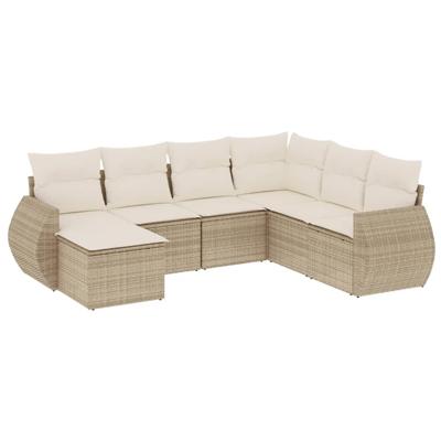 8-delige Loungeset met kussens poly rattan beige