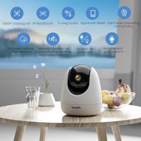 Tenda CP3 WLAN IP-camera, bewakingscamera, draai- en kantelbaar, voor gebruik binnenshuis, (1080p resolutie, 360° zicht, 2-weg audio, bewegingsdetectie, nachtzicht tot 12 m, SD & cloudopslag) - thumbnail