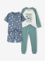 Set van 2 pyjama's voor jongens van katoen smaragdgroen - thumbnail