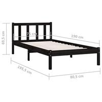 Bedframe massief grenenhout zwart 75x190 cm UK Small Single - thumbnail