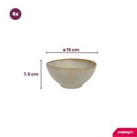 Cookinglife Kommen Coastal Lines Ocean Beige ø 15 cm - 6 stuks - thumbnail
