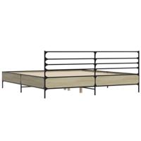 Bedframe bewerkt hout metaal sonoma eikenkleurig 200x200 cm - thumbnail