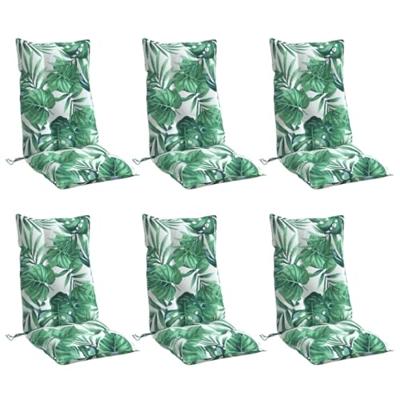 VidaXL Stoelkussens 6 st hoge rug bladpatroon oxford stof VidaXL Stoelkussens 6 st hoge rug bladpatroon oxford stof