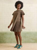 Zwangerschaps- en voedings-T-shirtjurk van biologisch katoen* kaki - thumbnail