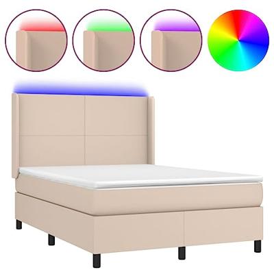 Boxspring met matras en LED kunstleer cappuccinokleur 140x190cm