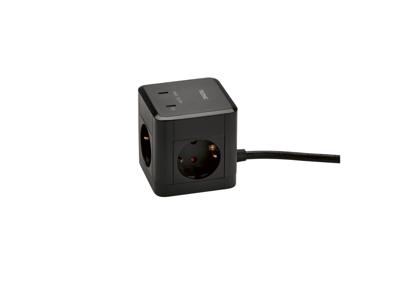 TRONIC Stekkerdoos met USB-aansluitingen (Zwart)