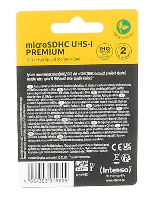Intenso Premium microSDHC-kaart 16 GB Class 10, UHS-I Incl. SD-adapter Intenso Premium microSDHC-kaart 16 GB Class 10, UHS-I Incl. SD-adapter