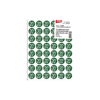 Agipa Kortinglabel -20%, groen, pak van 192 stuks, verwijderbaar