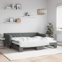 Slaapbank met onderschuifbed 90x190 cm stof donkergrijs - thumbnail