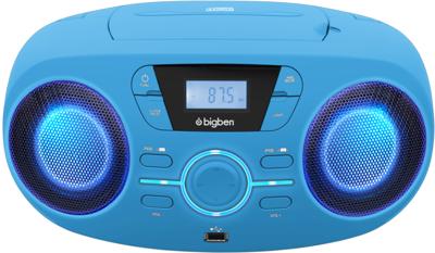 BIGBEN CD61BLUSB Draagbare Radio Cd Usb Blauw + Lichtgevende Luidsprekers