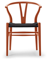 Carl Hansen & Søn CH24 Wishbone Stoel - Colours Orange Red met zwarte zitting - thumbnail