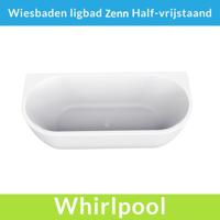 Wiesbaden Half Vrijstaande Whirlpool Zenn 180x80x58 cm Luchtsysteem Met Gunmetal Jets Glans Wit - thumbnail