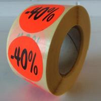 Etiket fluor rood 35mm 40% korting 500/r - thumbnail