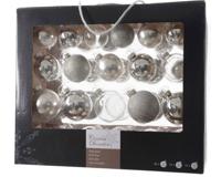 Decoris kerstballen set Glas 42st zilver 5-6-7cm - thumbnail