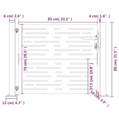 Poort 105x80 cm vierkant cortenstaal