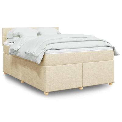 Boxspring met matras stof crèmekleurig 140x200 cm