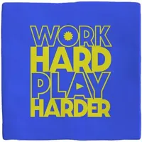 Plenty Gifts tegeltje keramiek work hard play harder 10x10cm blauw - thumbnail