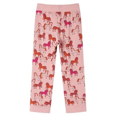 Kinderpyjama met lange mouwen paardenprint 104 lichtroze