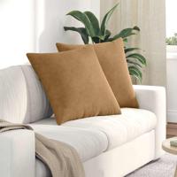 Sofa Kussens 2 pcs Bruin 60 x 60 cm Katoen Stof - thumbnail