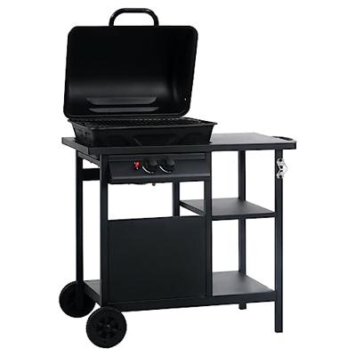Gasbarbecue met 3-laags zijtafel zwart Gasbarbecue met 3-laags zijtafel zwart