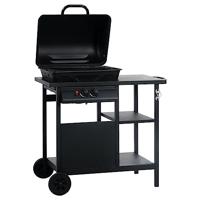 Gasbarbecue met 3-laags zijtafel zwart - thumbnail