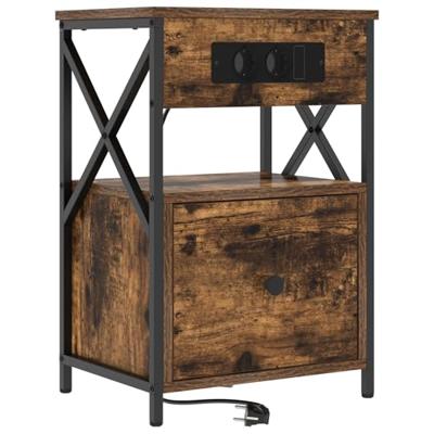 Nachtkastje 2 pcs Gerookt eiken 40 x 31 x 60 cm Bewerkt hout