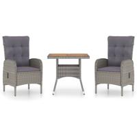 3-delige Tuinset poly rattan en acaciahout grijs - thumbnail