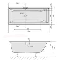 Ligbad Polysan Cleo Inbouw 170x75x48 cm Mat Zwart Polysan - thumbnail