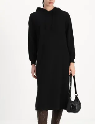 Hoodie Midi Dress - Loungewear Dress - Katoenen dik extra lang nachthemd