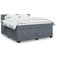 Boxspring met matras fluweel donkergrijs 180x200 cm - thumbnail