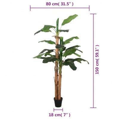 VidaXL Kunstplant bananenboom 18 bladeren 150 cm groen