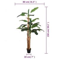 VidaXL Kunstplant bananenboom 18 bladeren 150 cm groen - thumbnail