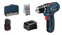 Bosch Professional Akku-Bohrschrauber GSR 12V-15 Set 2x2,0Ah, GAL12V-20, Zubehör 25tlg,Tasche 060186810H Accu-boormachine 12 V 2.0 Ah Li-ion Incl. 2 accus - thumbnail