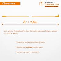 Tether Tools TetherPro Optima 10G USB-C, 6&apos; (1.8m), straight to right orange - thumbnail