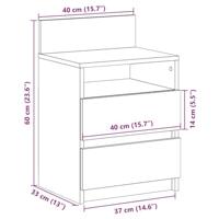 Nachtkastje met 2 lades 40x33x60 cm gerookt eikenkleurig - thumbnail