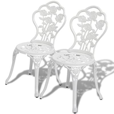 Bistrostoelen 2 st gietaluminium wit