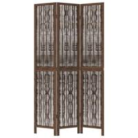Kamerscherm met 3 panelen massief paulowniahout donkerbruin - thumbnail
