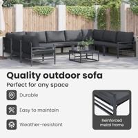 Tuinbankenset met kussen 10 pcs Zwart Staal - thumbnail