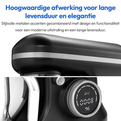 Robot da pasticceria - MEDION - MD18420 - 1200 W - 5 L - 8 velocità - Ciotola per gelato - Nero