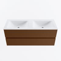 MONDIAZ VICA 120cm badmeubel onderkast Rust 2 lades. Wastafel CLOUD dubbel zonder kraangat, kleur Talc. - thumbnail