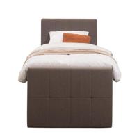 Boxspring met voetbord Liv geblokt - donkerbruin - 90x200 cm - slanke poot - Leen Bakker - thumbnail